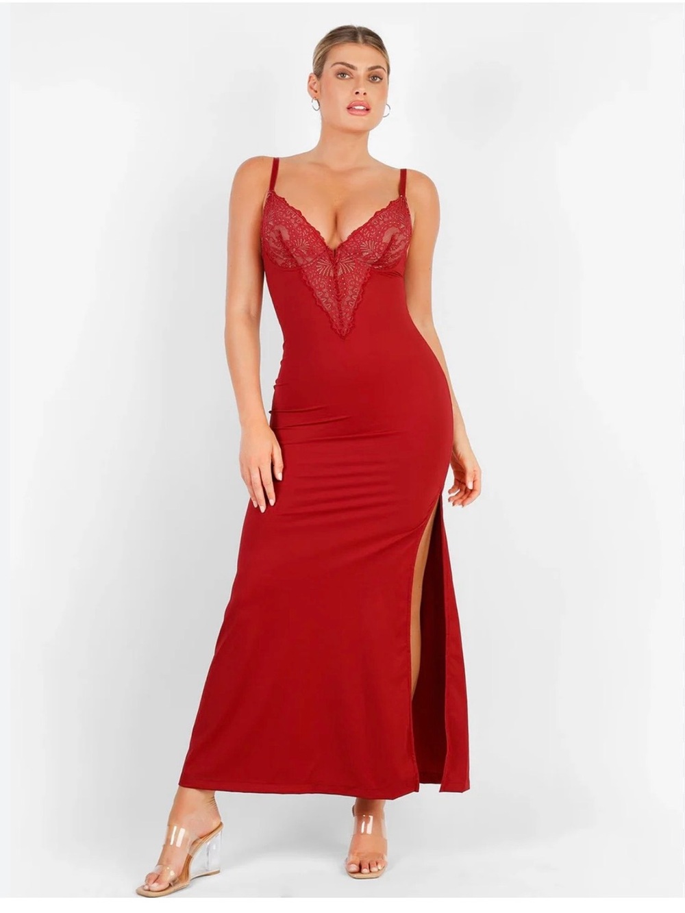 Popilush the shapewear dress deep v-neck  slip dress